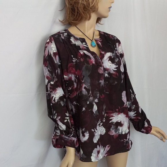 SIMPLY VERA Multi-Color Flower Print Top Blouse Sz 0X Very CHIC! - Picture 3 of 8